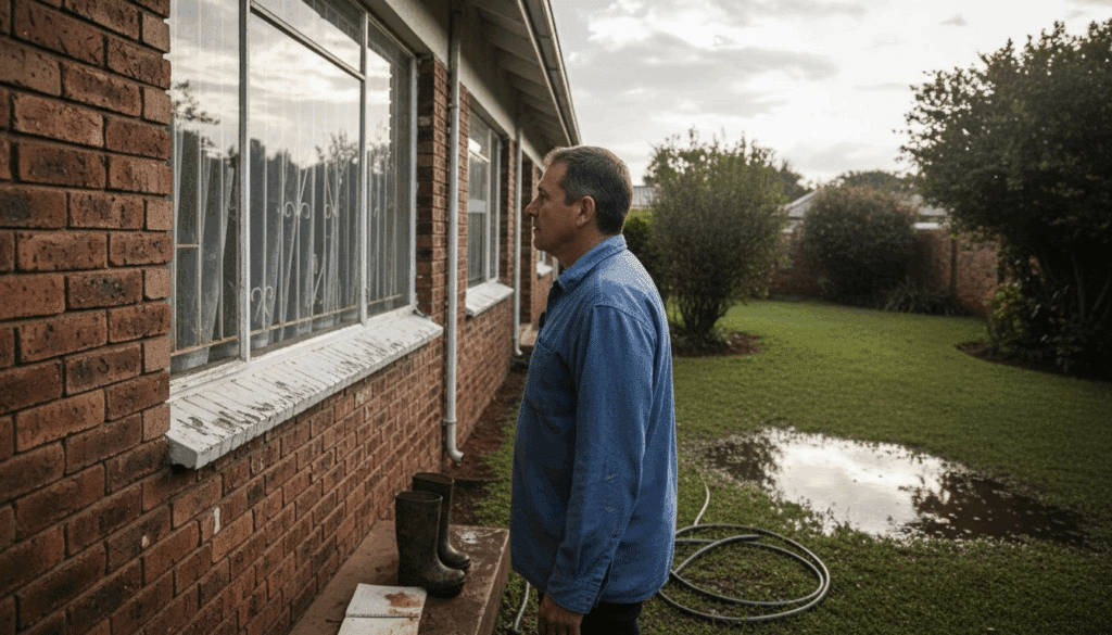 Contractor inspecting Gauteng house for waterproofing