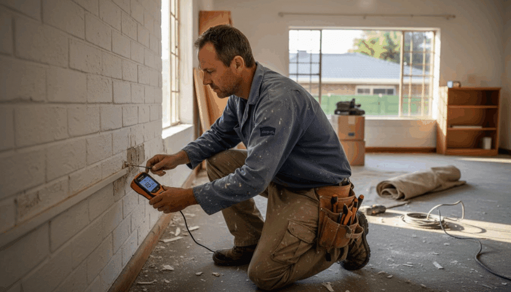 Contractor inspecting Gauteng home for damp