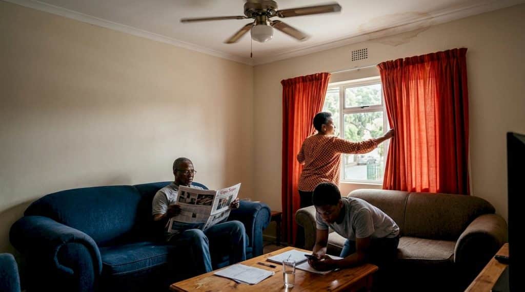 Family opening windows in Cape Town living room