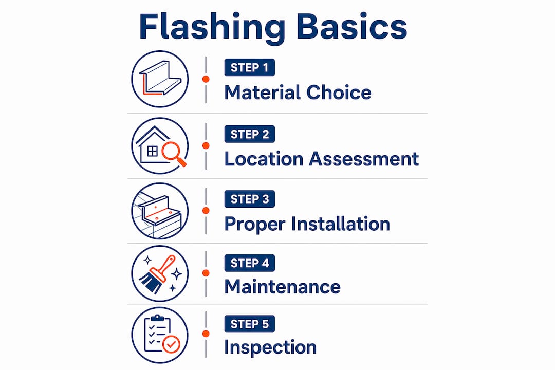 Infographic outlining flashing installation process