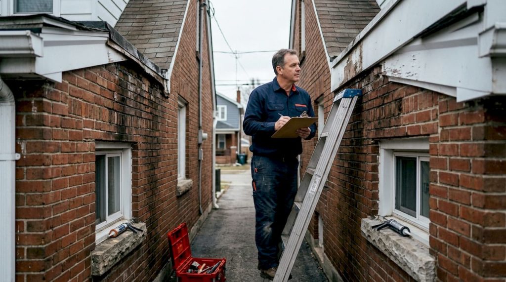 Contractor inspecting waterproofing on Cape home wall