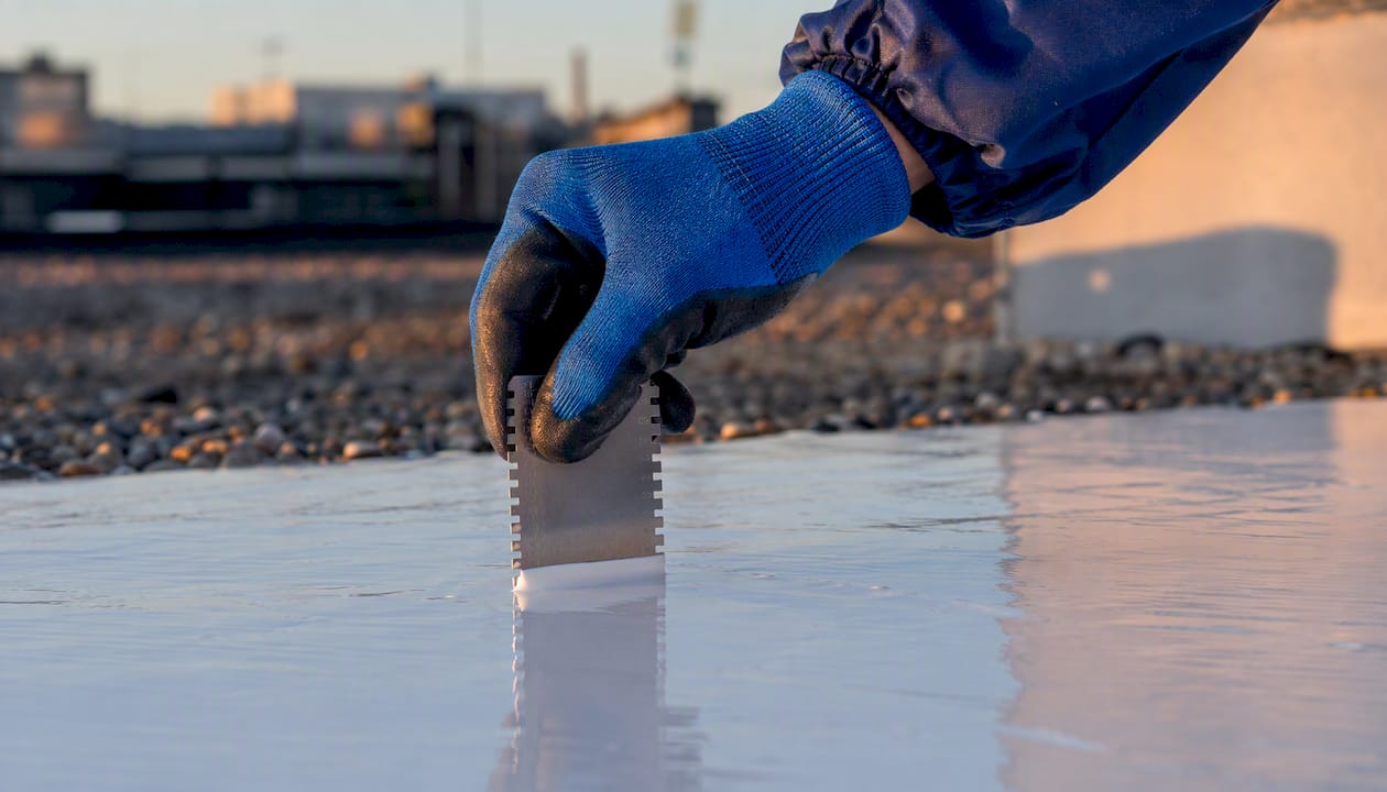 Measuring wet film thickness on applied membrane