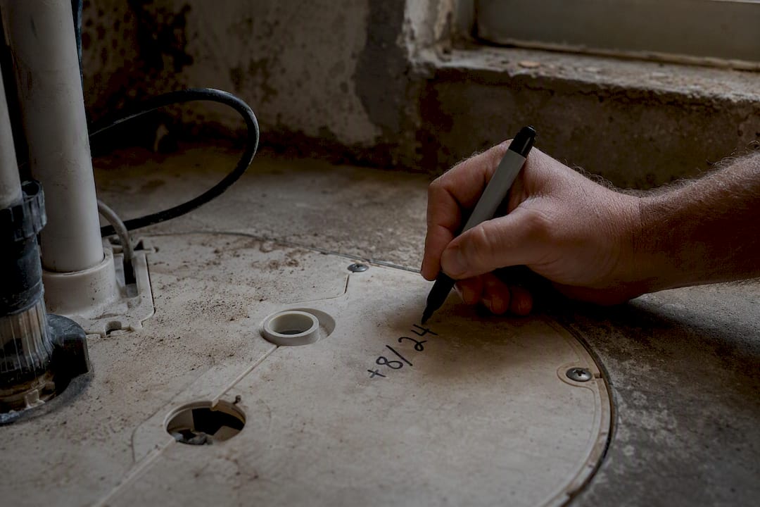 Writing pump installation date on sump lid