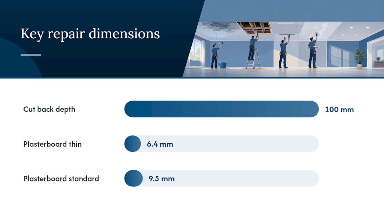 Removing water-damaged plasterboard, insulation and tiles — overview diagram