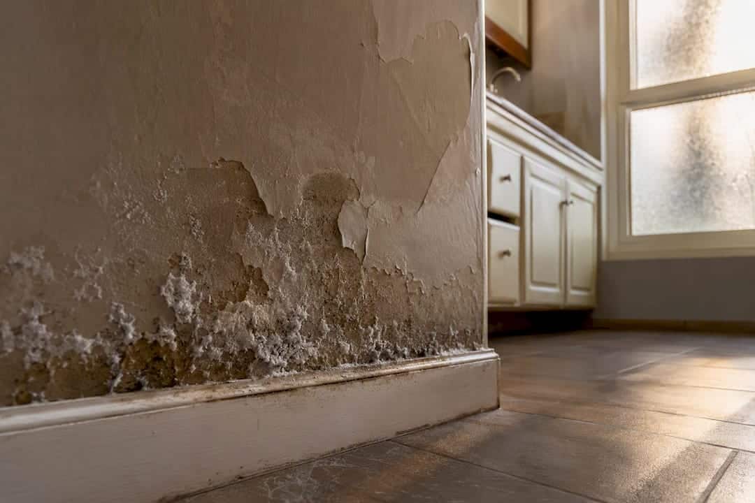 Interior wall with moisture damage signs