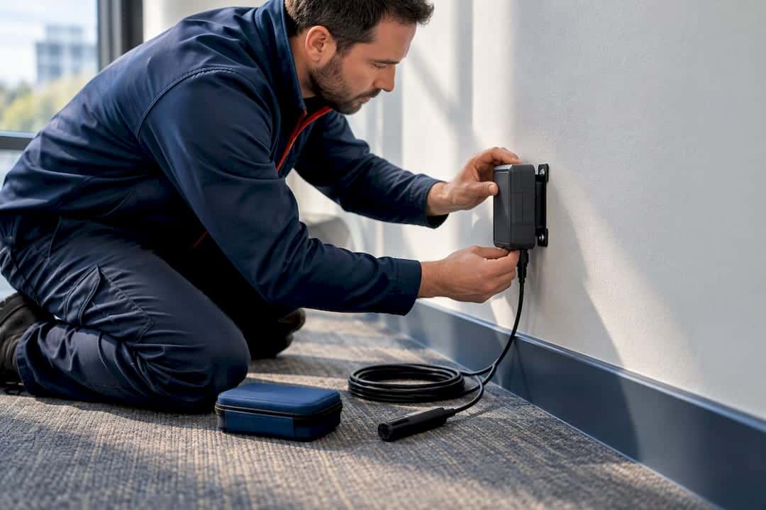 Data logger installed beside building wall