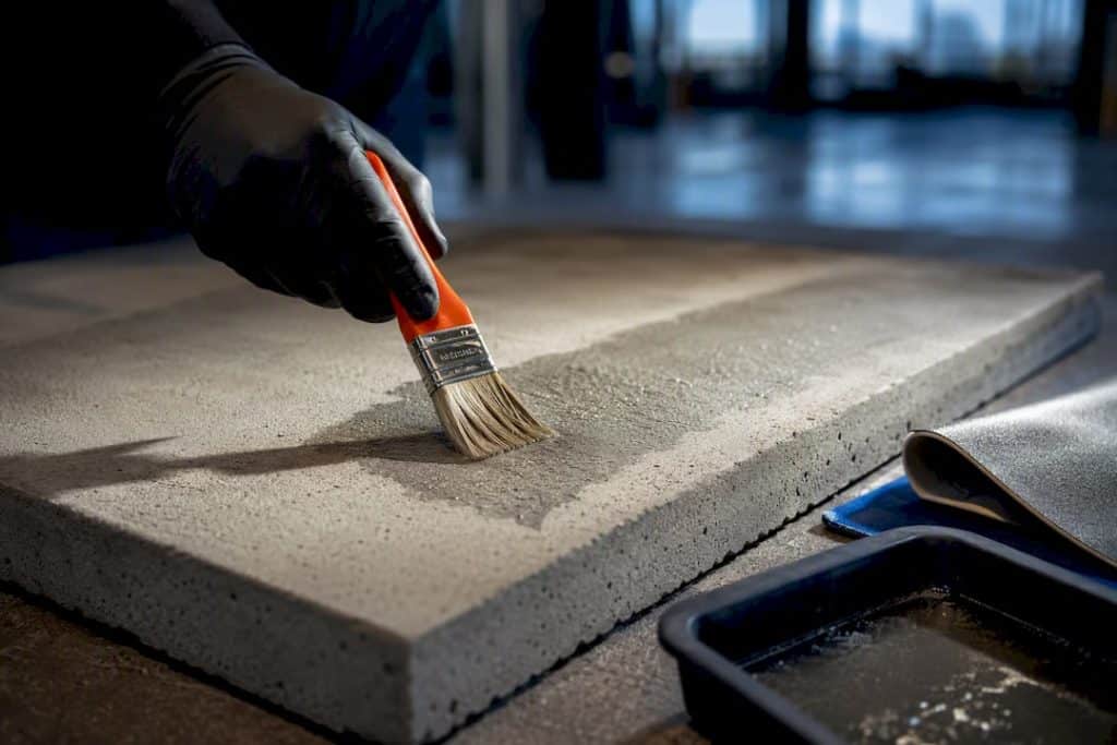 Primer being applied to concrete substrate