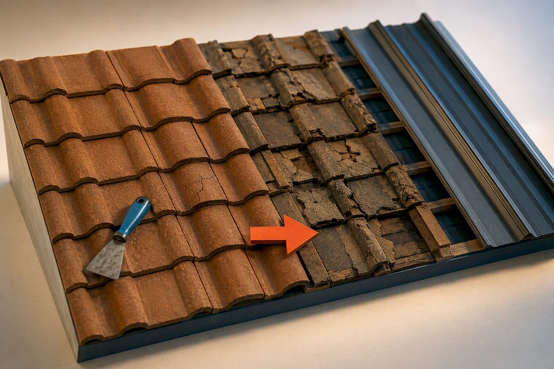 Illustration comparing isolated roof damage and widespread wear