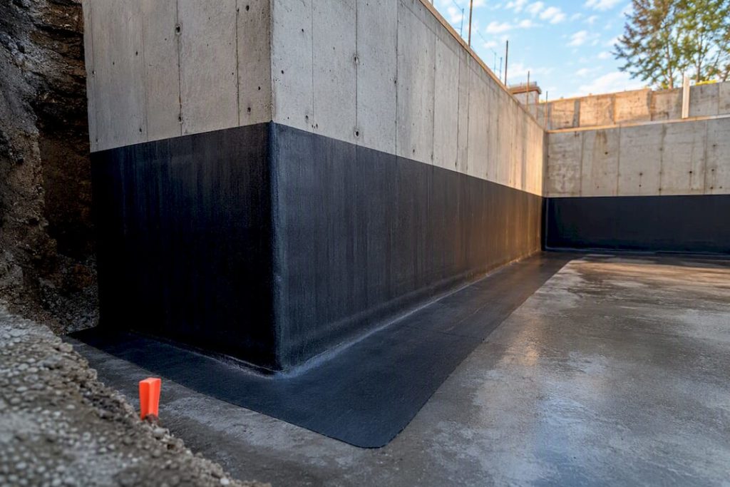 Continuous membrane around concrete basement