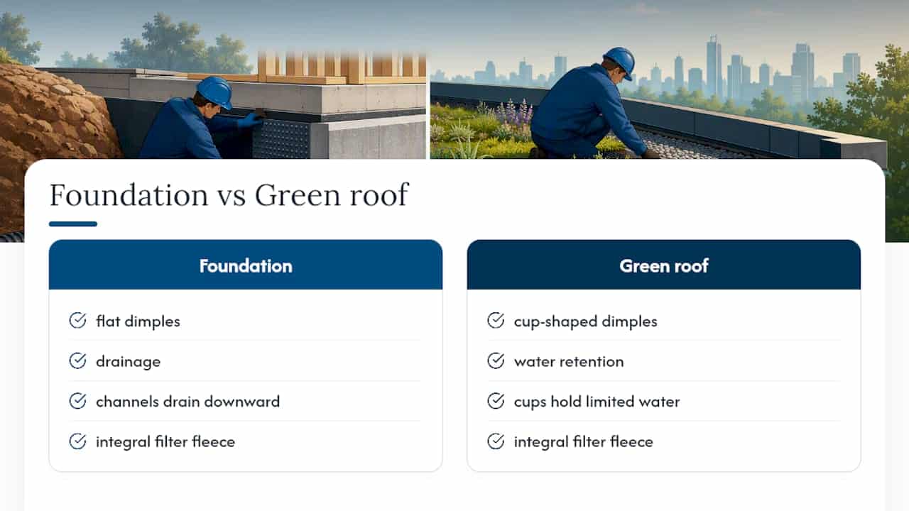 Foundation and green roof board comparison