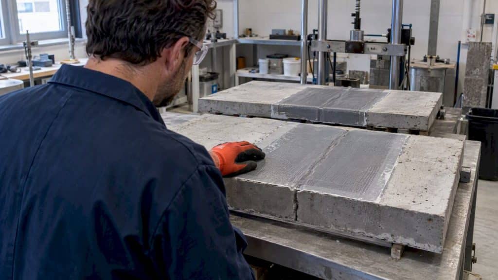 Membrane spanning a concrete crack test