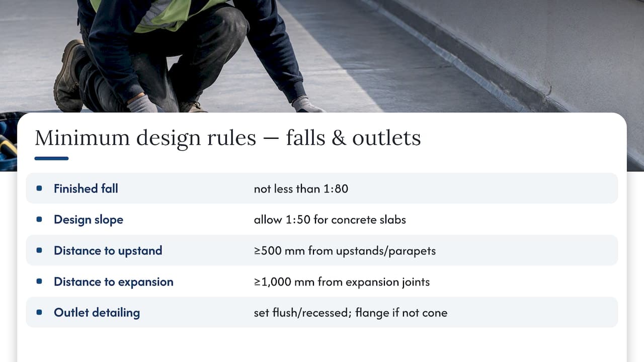 Design principles and standards to follow for falls and outlets — overview diagram
