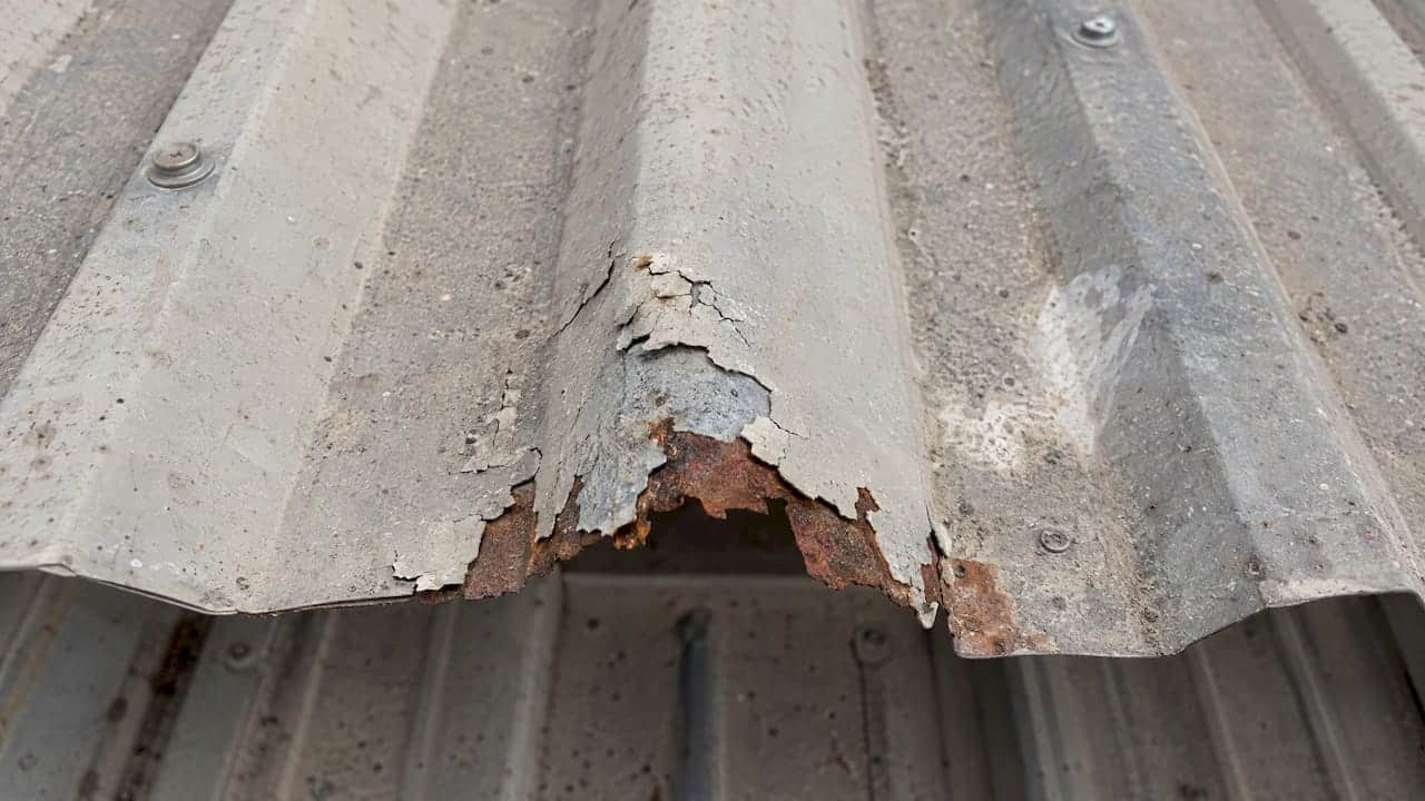 Blistered coating and rust at a roof-sheet cut edge